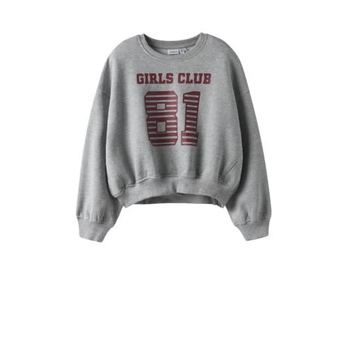 NAME IT KIDS sweater grijs melange Printopdruk - maat 134/140 afbeelding