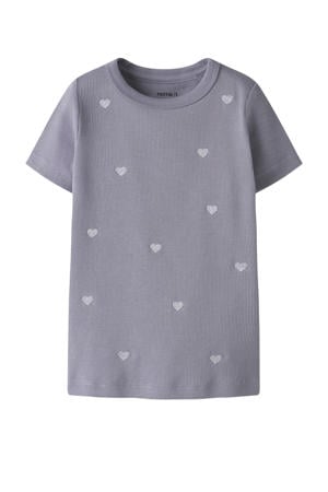 T-shirt met hartjes paars