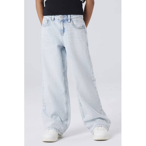 NAME IT KIDS wide leg jeans light blue denim Blauw Effen