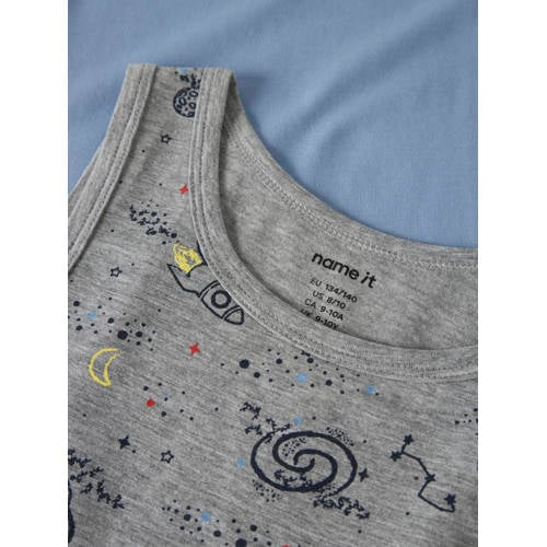 NAME IT KIDS hemd - set van 2 grijs melange/lichtblauw Jongens Stretchkatoen Ronde hals - maat 116 afbeelding