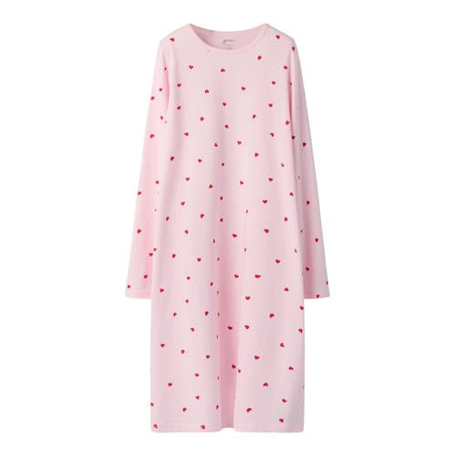 NAME IT KIDS nachthemd met hartjes lichtroze Meisjes Stretchkatoen Ronde hals - maat 122/128 afbeelding