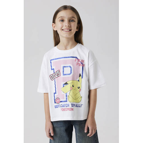 NAME IT KIDS Pokemon T-shirt wit Meisjes Stretchkatoen Ronde hals Printopdruk - maat 116 afbeelding