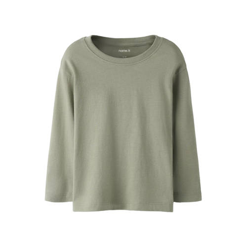 NAME IT MINI longsleeve grijsgroen Jongens Katoen Ronde hals Effen - maat 86 afbeelding