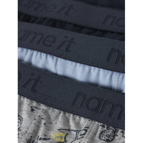 NAME IT KIDS boxershort - set van 3 grijs/blauw/donkerblauw Jongens Stretchkatoen - maat 146/152 afbeelding