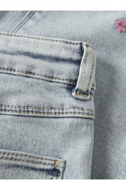 thumbnail: Light blue denim meisjes NAME IT MINI wide leg jeans van stretchdenim met rits- en drukknoopsluiting en hartjesprint