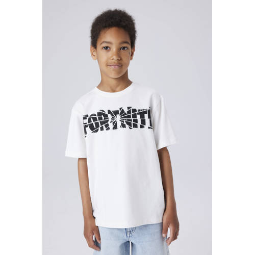 NAME IT KIDS Fortnite T-shirt wit Jongens Stretchkatoen Ronde hals Tekst - maat 134/140 afbeelding