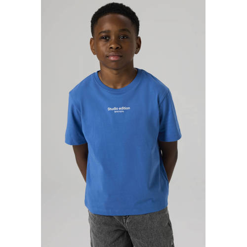 NAME IT KIDS T-shirt Blauw Jongens Katoen Ronde hals Tekst - maat 134/140 afbeelding