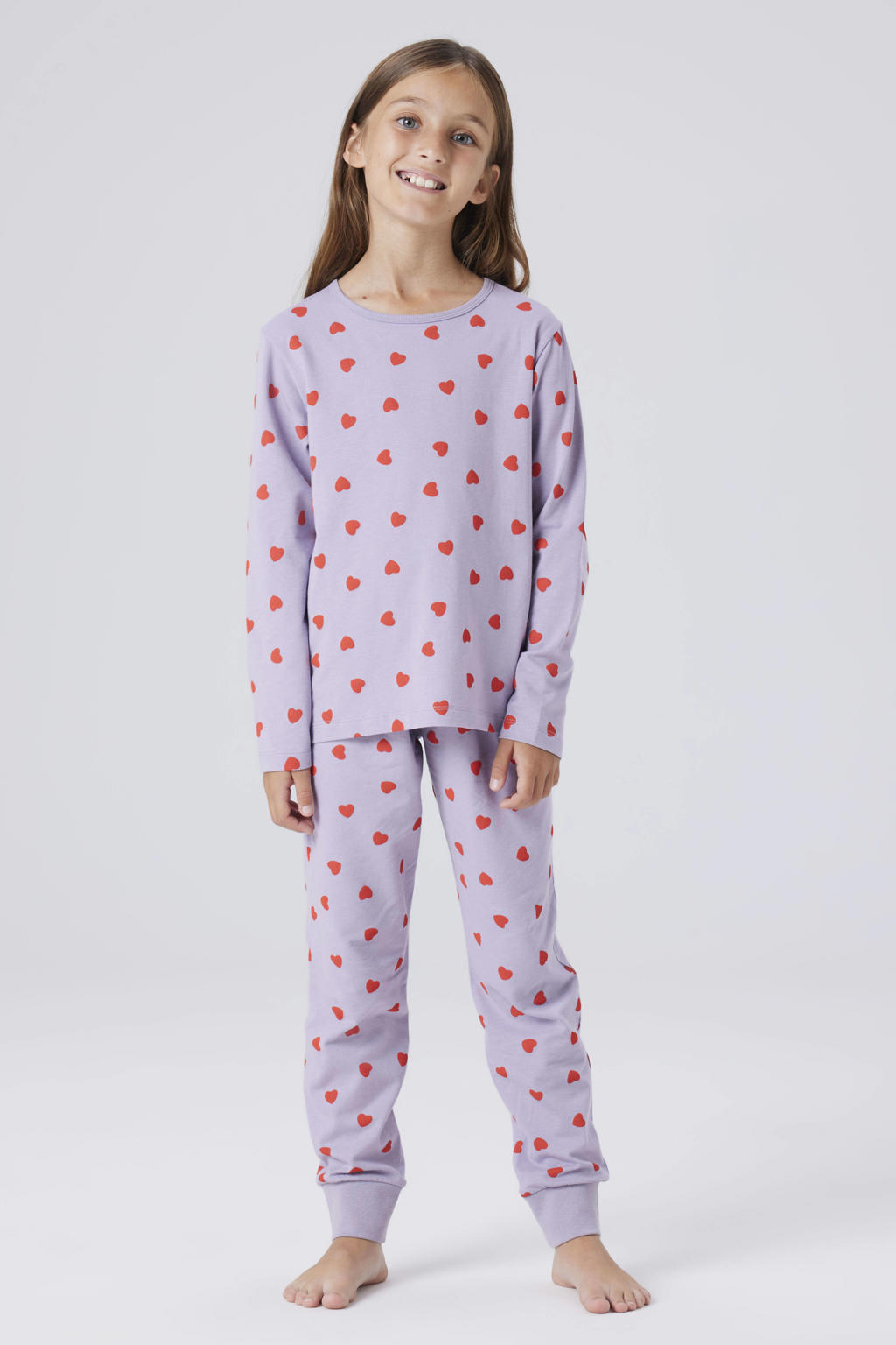 NAME IT KIDS pyjama met hartjes print paars