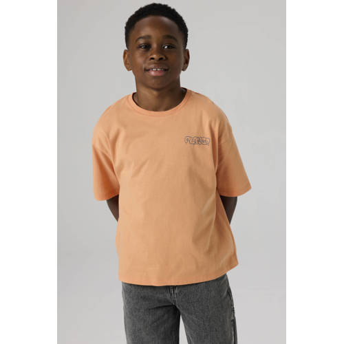 NAME IT KIDS T-shirt met backprint oranje Jongens Katoen Ronde hals Backprint - maat 158/164 afbeelding