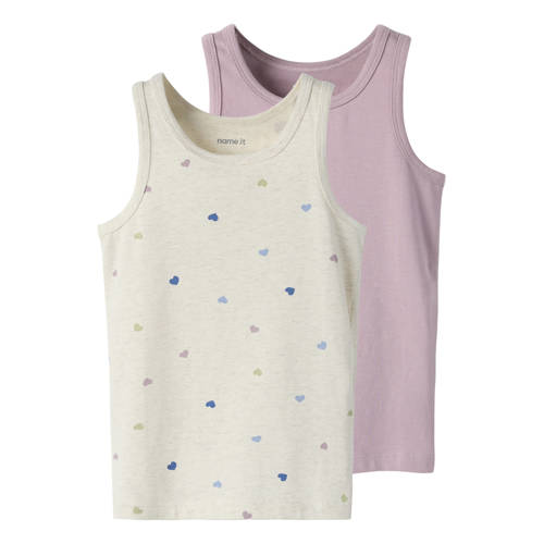 NAME IT MINI hemd - set van 2 ecru/roze Meisjes Stretchkatoen Ronde hals - maat 104 afbeelding
