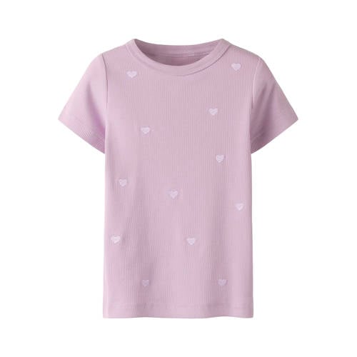NAME IT MINI T-shirt met hartjes roze Meisjes Stretchkatoen Ronde hals - maat 116 afbeelding