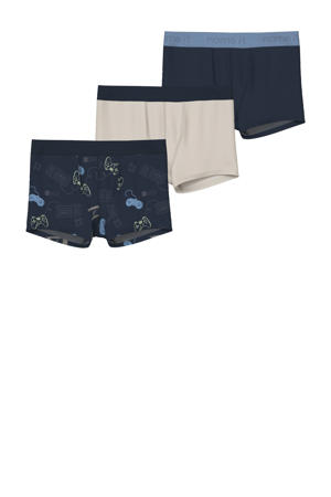 boxershort - donkerblauw/ecru (set van 3)