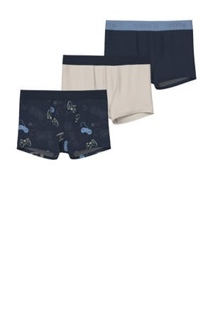 boxershort - donkerblauw/ecru (set van 3)