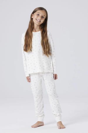 pyjama met bloemen print ecru