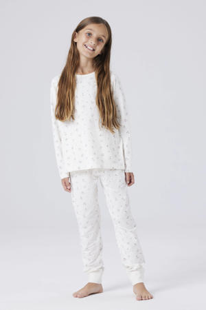 pyjama met bloemen print ecru