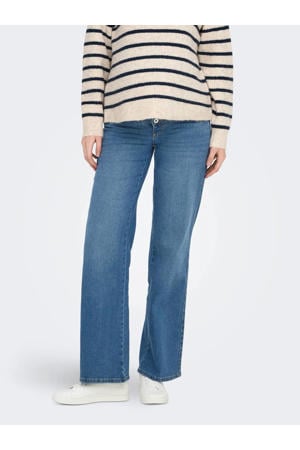 high waist zwangerschaps wide leg jeans medium blue denim