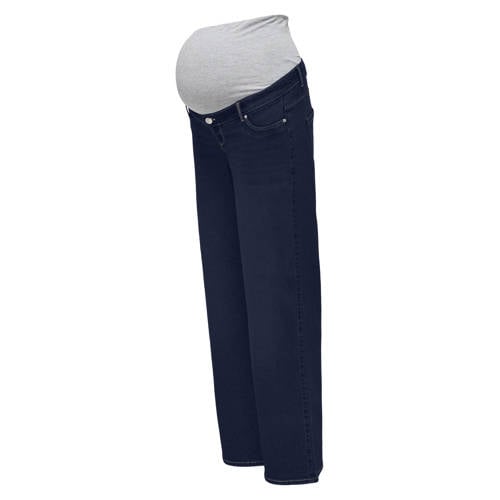 ONLY MATERNITY low waist zwangerschapskleding wide leg jeans dark blue denim Blauw Dames Stretchkatoen - maat M-32 afbeelding