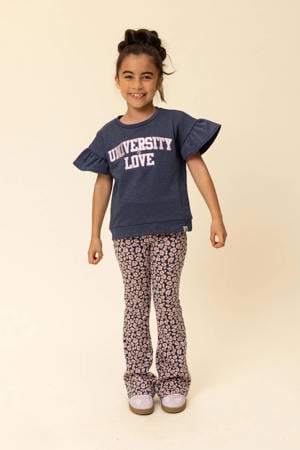 flared broek met panterprint lila