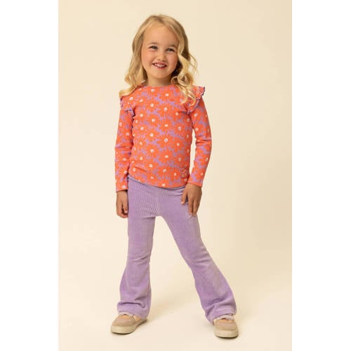 LOOXS little gebloemde longsleeve koraalrood Meisjes Katoen Ronde hals - maat 134 afbeelding