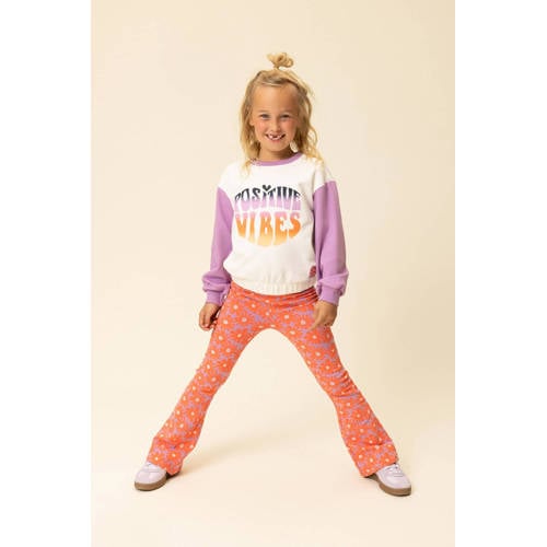 LOOXS little gebloemde flared broek koraalrood Meisjes Stretchkatoen Bloemen - maat 104 afbeelding