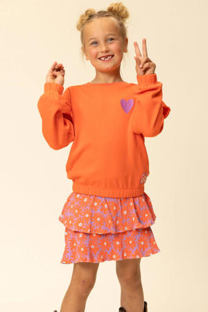 sweater met backprint koraalrood