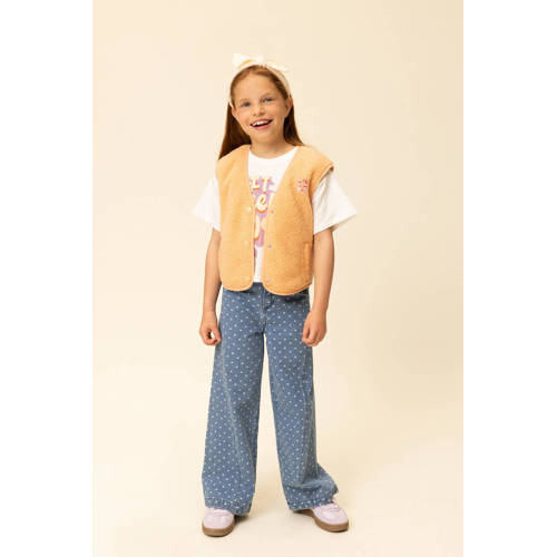 LOOXS little Wide leg wide leg jeans met hartjes medium blue denim Blauw Meisjes Katoen - maat 98 afbeelding
