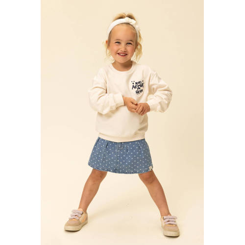 LOOXS little sweater met backprint ecru Meisjes Stretchkatoen Ronde hals - maat 128 afbeelding