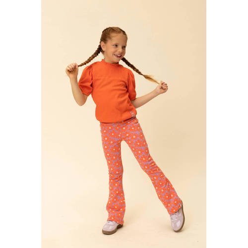 LOOXS little T-shirt koraalrood Meisjes Katoen Opstaande kraag Effen - maat 128 afbeelding