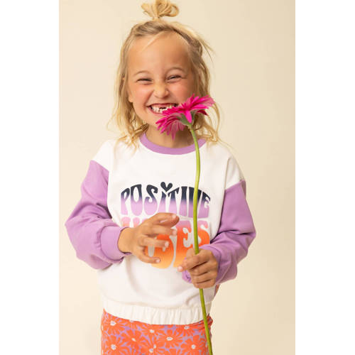LOOXS little sweater lila Paars Meisjes Stretchkatoen Ronde hals Printopdruk - maat 116 afbeelding