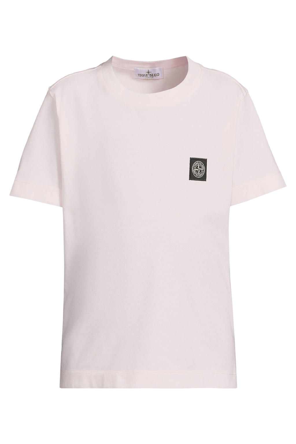 Roze jongens Stone Island T-shirt van katoen met logo dessin, korte mouwen en ronde hals
