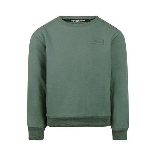 Koko Noko sweater donkergroen Jongens Katoen Ronde hals Effen - maat 98 afbeelding