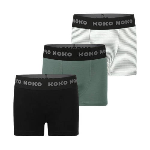 Koko Noko boxershort - set van 3 donkergroen/wit/zwart Jongens Katoen Meerkleurig - maat 86/92 afbeelding