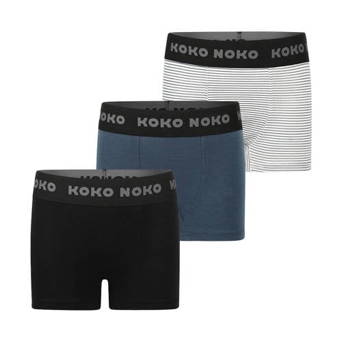 Koko Noko boxershort - set van 3 donkerblauw/zwart/wit Jongens Katoen Meerkleurig - maat 98/104 afbeelding
