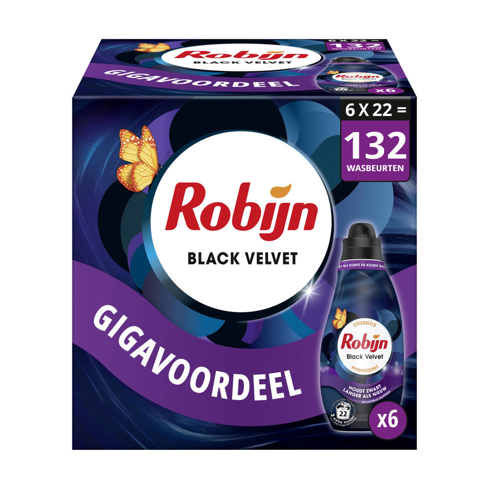 Robijn Klein & Krachtig Classics Black Velvet vloeibaar wasmiddel - 6 x 22 wasbeurten - 132 wasbeurten