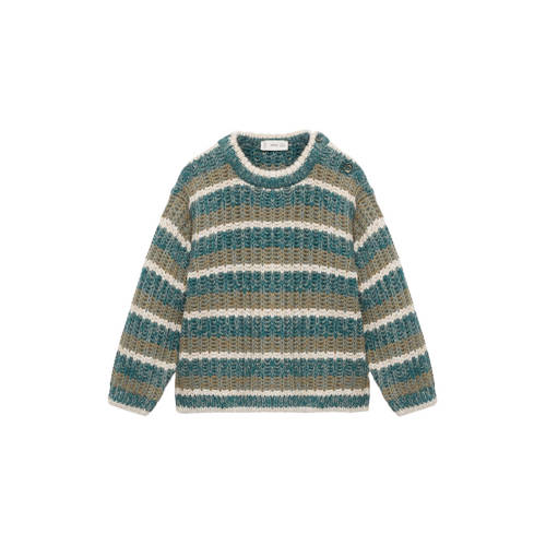 Mango Kids trui groen grof gebreid Jongens Acryl Ronde hals Meerkleurig - maat 98 afbeelding