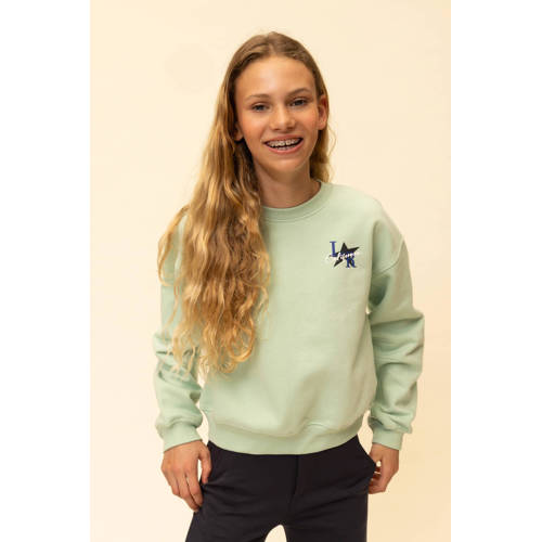 LOOXS 10sixteen sweater met backprint mintgroen Backprint - maat 140 afbeelding