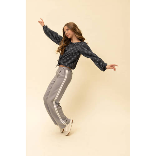 LOOXS 10sixteen Wide leg casual broek lichtgrijs Meisjes Polyester Effen - maat 146 afbeelding