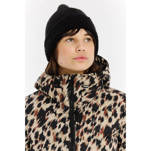 Protest ski jas PRTSolina bruin Skijack Meisjes Polyester Capuchon Dierenprint - maat 152 afbeelding