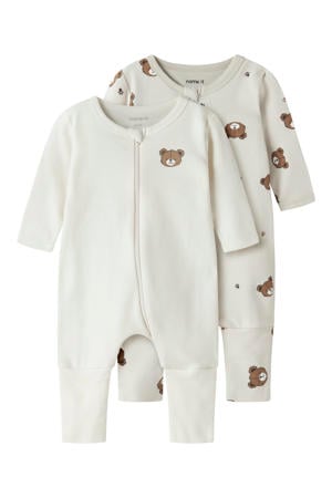 pyjama - ecru/grijs (set van 2)