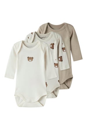 romper - ecru/grijs/groen (set van 3)