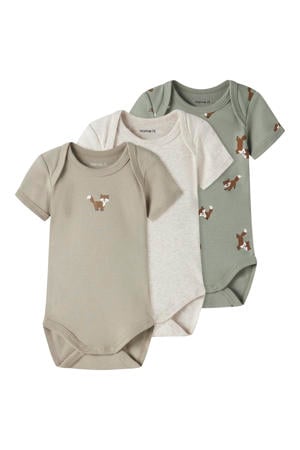 romper - bruin/groen/grijs (set van 3)