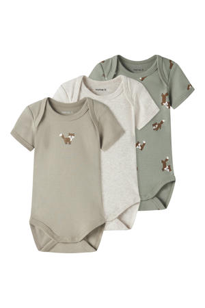 romper - bruin/groen/grijs (set van 3)