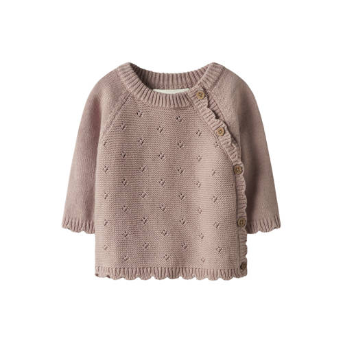 LIL' ATELIER BABY trui oudroze gebreid Meisjes Polyester Ronde hals Effen - maat 56 afbeelding