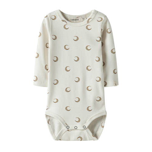 LIL' ATELIER BABY romper beige Jongens/Meisjes Stretchkatoen Ronde hals