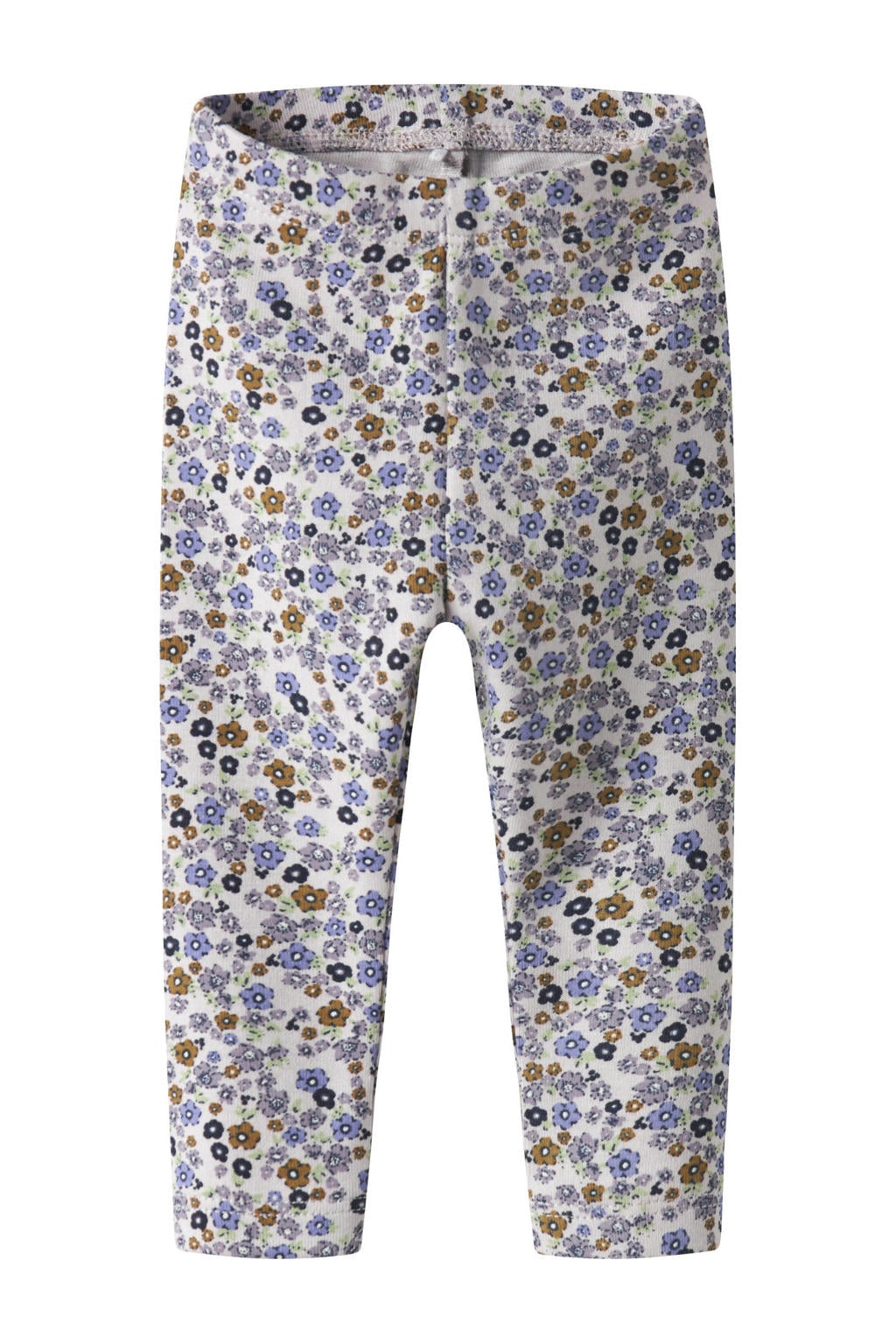 Lilakleurige meisjes NAME IT BABY regular gebloemde casual broek van stretchkatoen met elastische tailleband