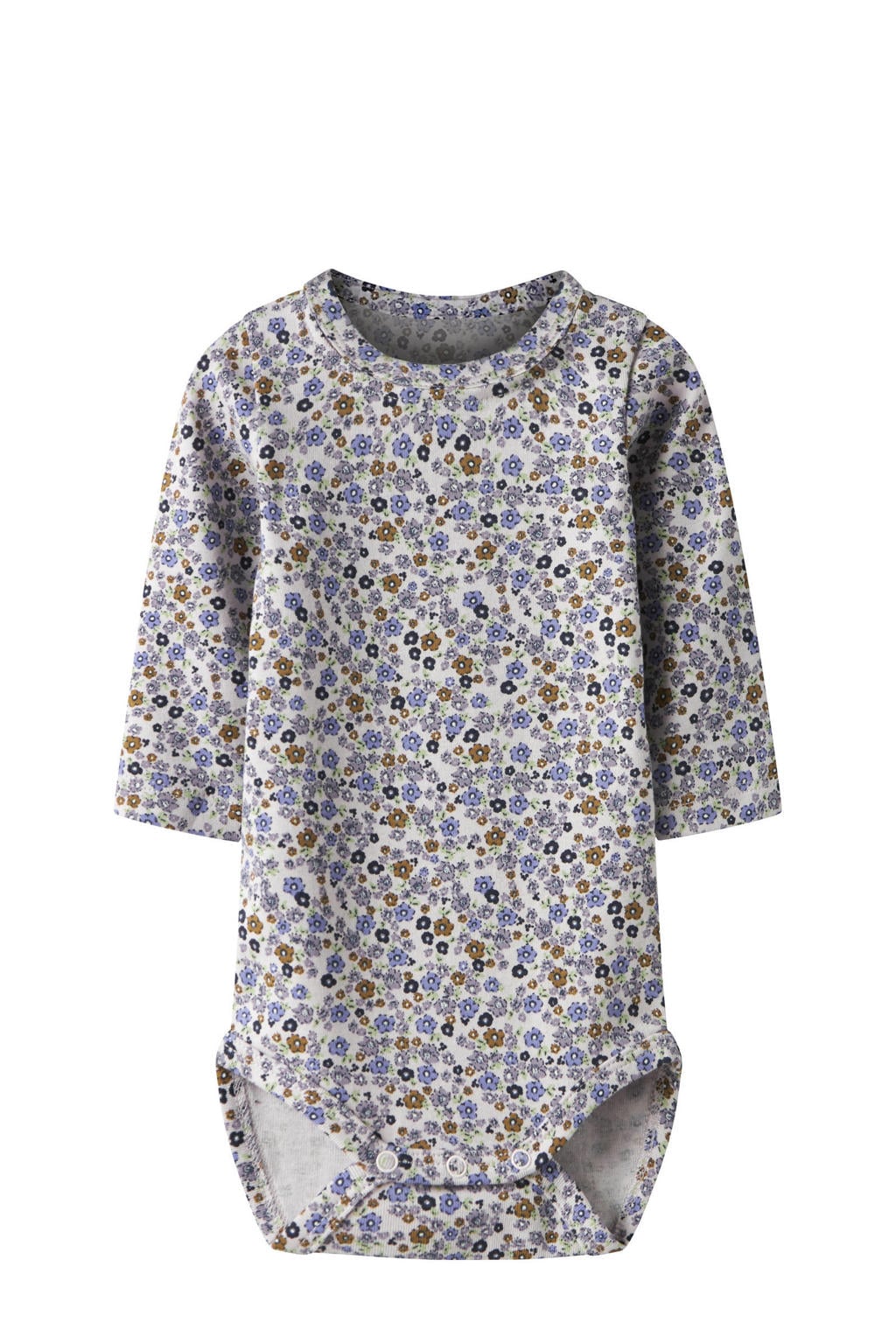 NAME IT BABY gebloemde romper lila gebreid