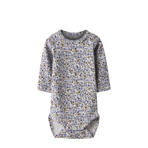 NAME IT BABY Romper Paars Meisjes Stretchkatoen Ronde hals Bloemen - maat 74 afbeelding