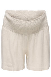 thumbnail: Ecru dames ONLY MATERNITY regular high waist zwangerschaps casual short van modal met elastische tailleband en effen