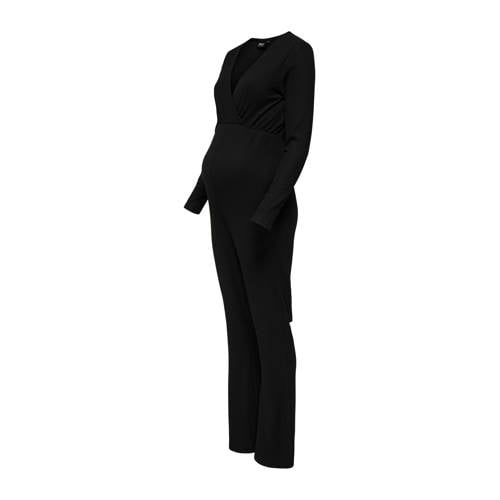 ONLY MATERNITY jumpsuit zwart zwangerschaps Dames Polyester V-hals Effen - maat XXL afbeelding