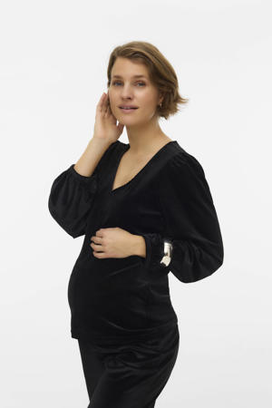 fluwelen zwangerschaps top zwart